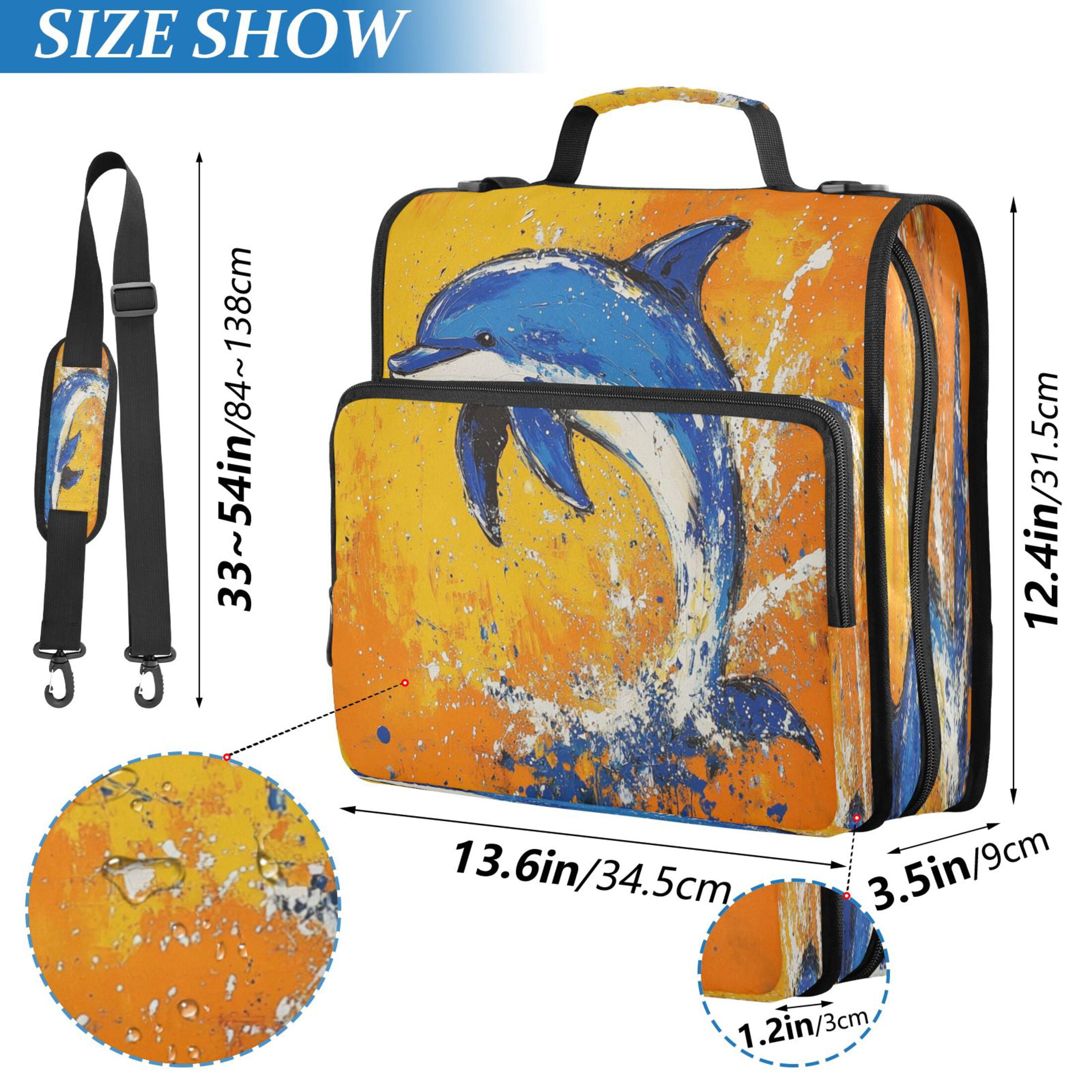 YAZAOO Zipper Binder trapper keeper Documents Organized Design Dolphin Dance Printed