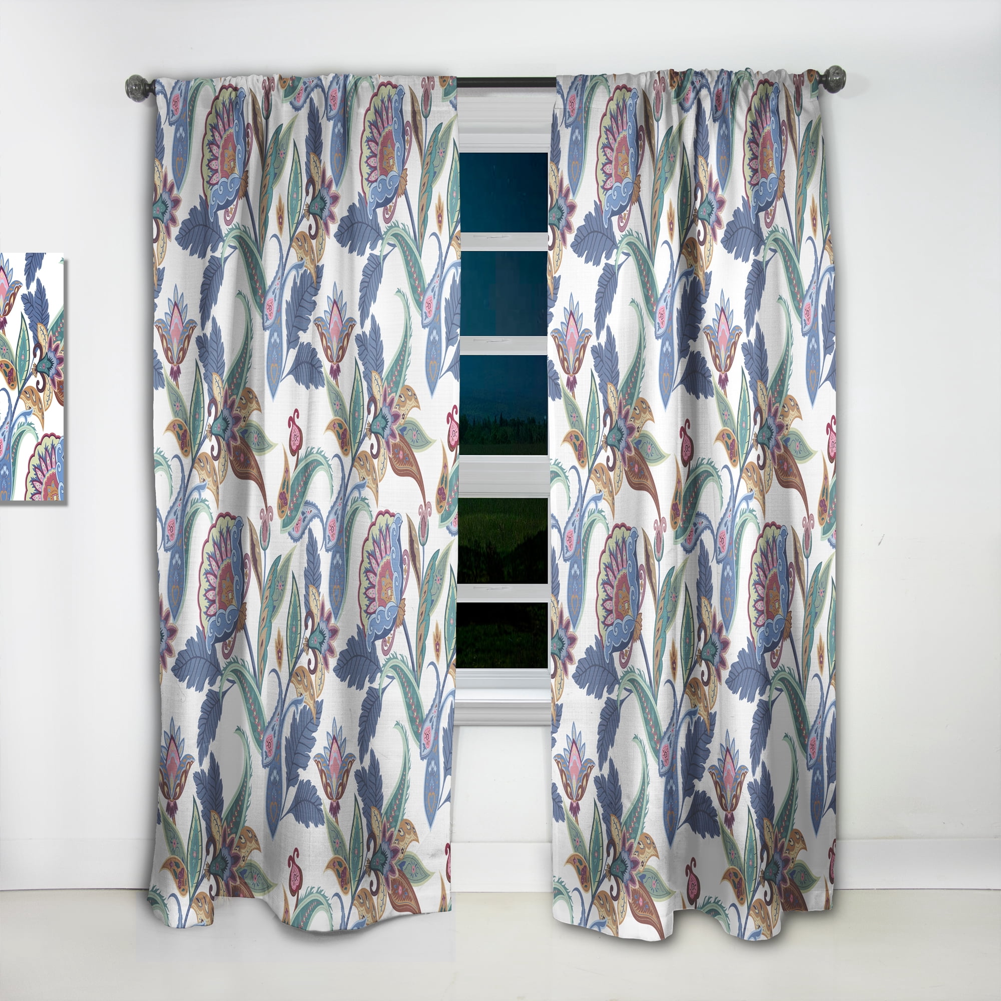 Designart 'Paisley Pattern Fantasy Flowers' Traditional Curtain Panel
