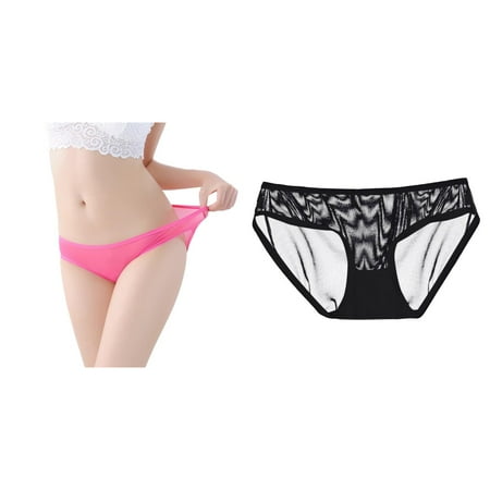 2-Pack Womens Low Waist Sheer Mesh Briefs Cute Seamless Panties For Women Womens Trunks Underwear Womens Underwear Packs Lifter Panties Cat Underwear Women 5xl Woman s Underwear Lane Underwear