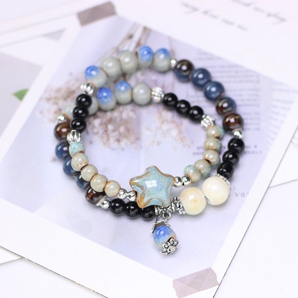 Accesorios envueltos doble estilo étnico pulsera de cerámica pulsera de cuentas mujer alto sentido
