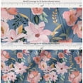 thumbnail image 2 of Soimoi Blue Cotton Voile Fabric Leaves & Magnolia Floral Print Fabric by the Yard 42 Inch Wide, 2 of 7