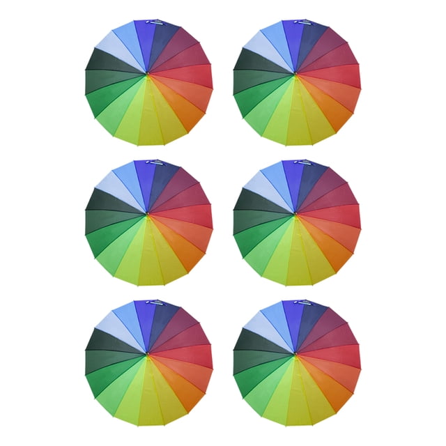 Paraguas Multicolor con Sistema Semiautomático 100 cm Paq, 6 Pzs.