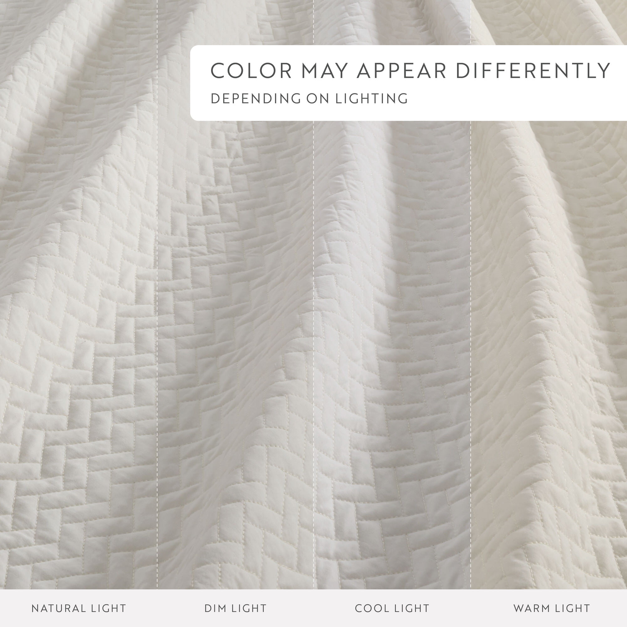Noble Linens Ivory Herring Pattern Quilted Coverlet, King / CalKing