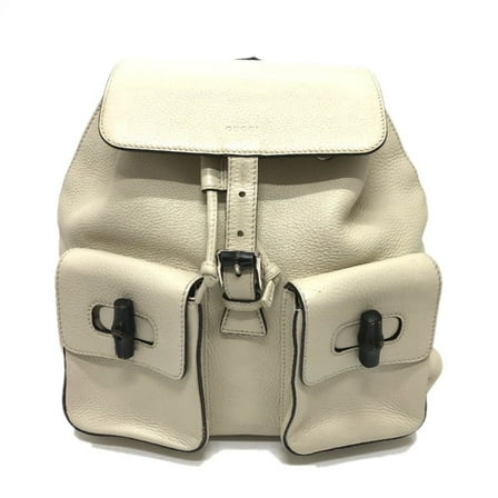 Pre-Owned GUCCI 370833 Bamboo Backpack Leather Women's White (Good)