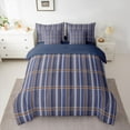 thumbnail image 2 of Feelyou Abstract Lines Bedding Comforter Set 7 Pieces, Blue Plaid Buffalo Full Bedding Set, 2 of 8