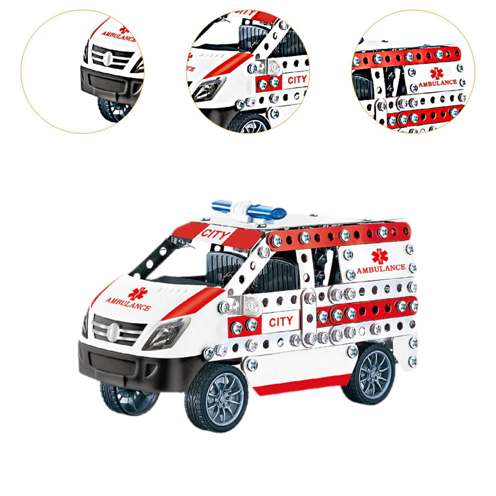LeeQinersw Model Car Kits Set Car Building Kits Assembly Metal Educational Toy Vehicles Toy ambulance