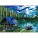 thumbnail image 1 of Kits de pintura de diamantes 5D por números, paisaje de cabaña en un lago de montaña, pintura con diamantes de imitación y cristal (bosque), 1 of 5