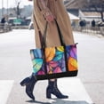thumbnail image 4 of FORMRS Canvas Laptop Tote Bag for Women with 15.6" Computer Compartments Shoulder Handbag, Colorful Leaves, 4 of 7