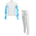 thumbnail image 5 of Miutii Kids Girls 2 Pieces Figure Skating Outfits Long Sleeve Zipper Jacket with Sparkly Pants Set White 8, 5 of 9