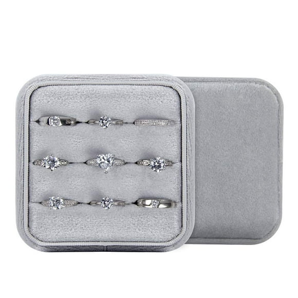 DesignSter Travel Ring Organizer Box - Premium Handmade Velvet Jewelry Storage Case/Small Portable Jewellery Earring Gift Collection for Wedding Birthday Christmas Day