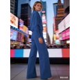 thumbnail image 3 of Grey V-Neck Wide-Leg Pants Set - Loose Long-Sleeved Blazer And Pants, Anti-Wrinkle For Both Office And Casual Wear, Machine Washable, Spring-Autumn Business Attire, Christmas Gift, 3 of 4