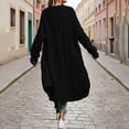 thumbnail image 5 of Otvok Women Diamond Cable Knit Long Cardigan, Open Front Long Sleeve Oversized Maxi Length Sweater Coat with Pockets, 5 of 7