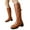 Yellow, variant on Pandaie Women's Knee High Boots Retro Platform Chunky Heel Western Tall Boot Buckles Motorcycle Riding Winter Shoes with Side Zipper Beige 6