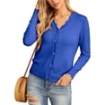 thumbnail image 3 of EASYBRA Women V Neck Button Down Cardigan Long Sleeve Ribbed Knit Slim Fit Sweater, 3 of 6