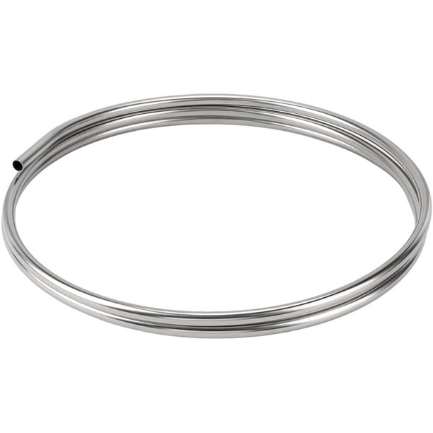 Bobina de tubo de acero inoxidable 304 de 8.2 pies (2.5 m) y 0.5 pulgadas (12.7 mm) de diámetro. Bobina de tubo metálico redondo industrial. Bobina de tubo metálico.
