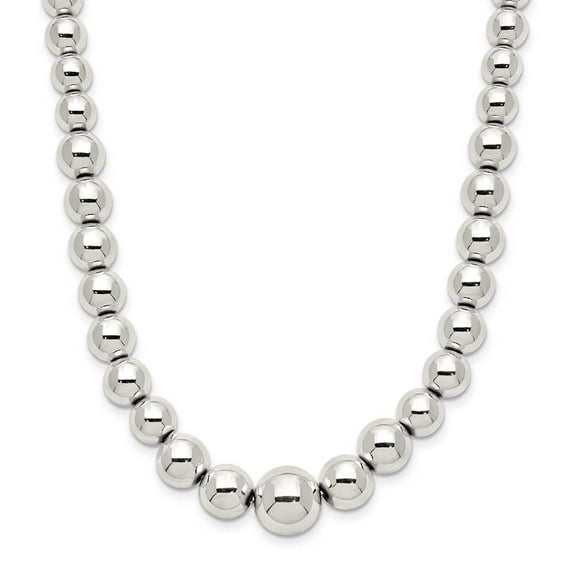 Sterling Silver Polished Beaded Necklace QG5386