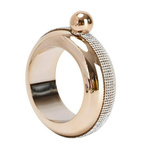 SkyAuks Rose Gold Bracelet Flask with Handmade Crystal Decoration, Stainless Steel, 7.5 in