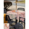 thumbnail image 5 of Outdoor Tablecloth with Umbrella Hole for Patio/Picnic/Party/Camping, Coral Jellyfish Coastal Waterproof Table Cloth Square Cover Washable, Summer Ocean Coral Pink Linen (54"x 54"), 5 of 8