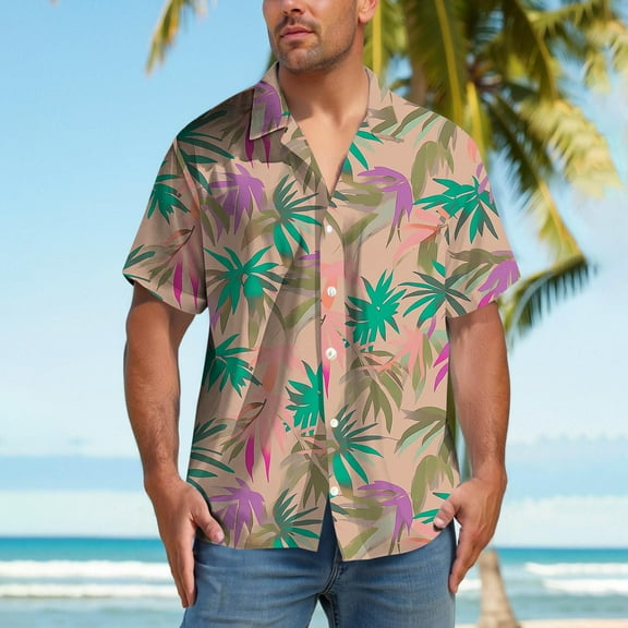 Hawaiian Shirts for Men Short Sleeve Casual Button Down Shirt Tropical Summer Beach Shirt