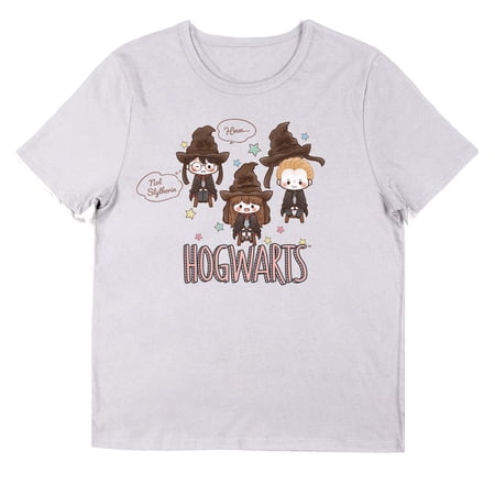 Harry Potter Chibi-Style Hogwarts Team Gryffindor Women s White Crew Neck Short Sleeve Tee-Large