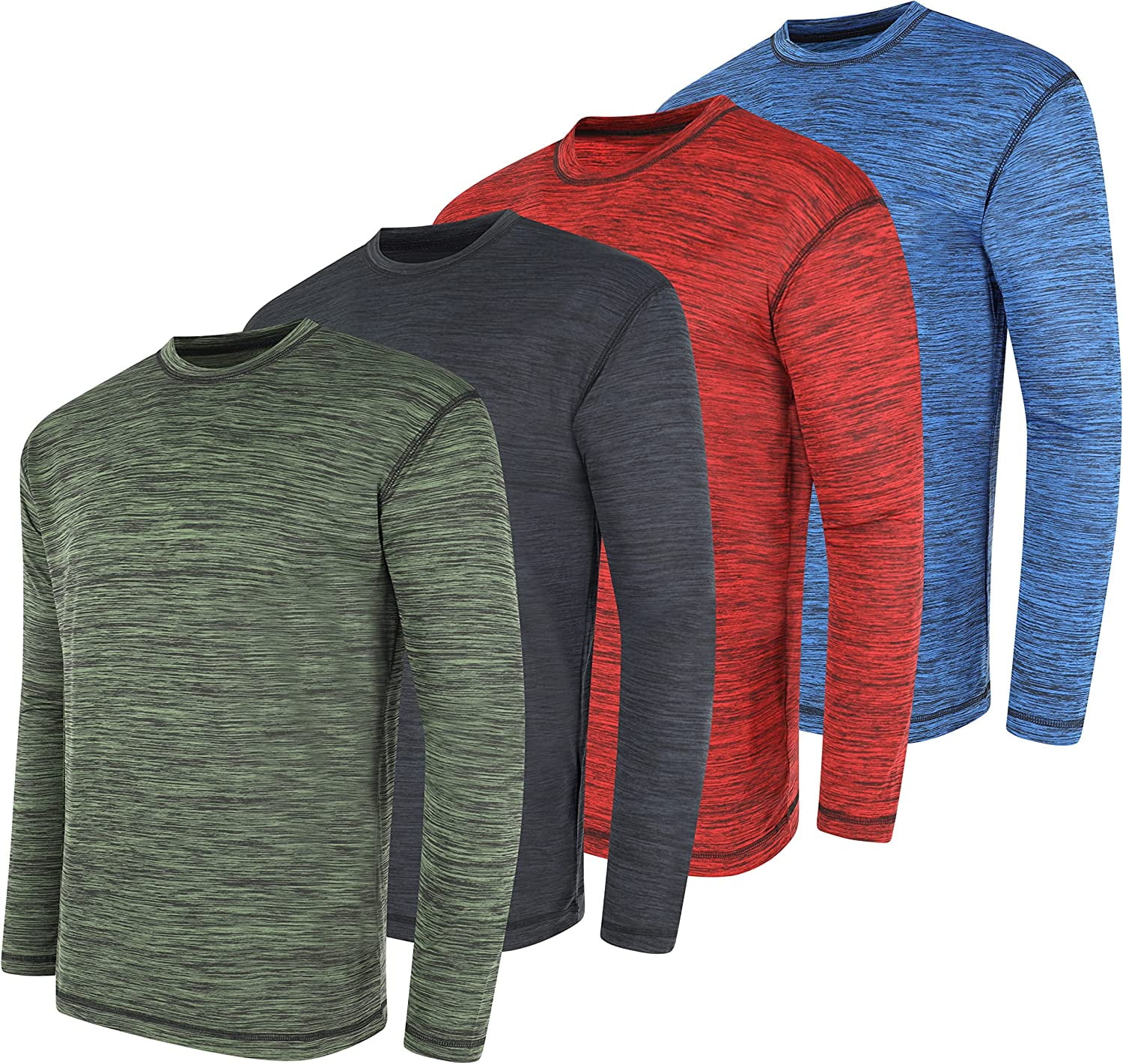 High Energy Men's Athletic T-Shirt - 4 Pack Long Sleeve Moisture ...