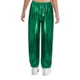 thumbnail image 2 of Xnihocha Kids Girls Boys Trousers Metallic Sparkle Hip Hop Jazz Modern Dance Pants Loose Fit Streetwear Green 160, 2 of 7
