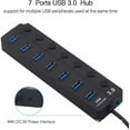 thumbnail image 3 of HEJULIK Powered USB 3.0 Hub, 7 Port USB 3.0 Hub Splitter with 7 USB 3.0 Data Ports and 1 Smart Charging Port,Individual On/Off and 5V/4A Power Adapter, 3 of 3