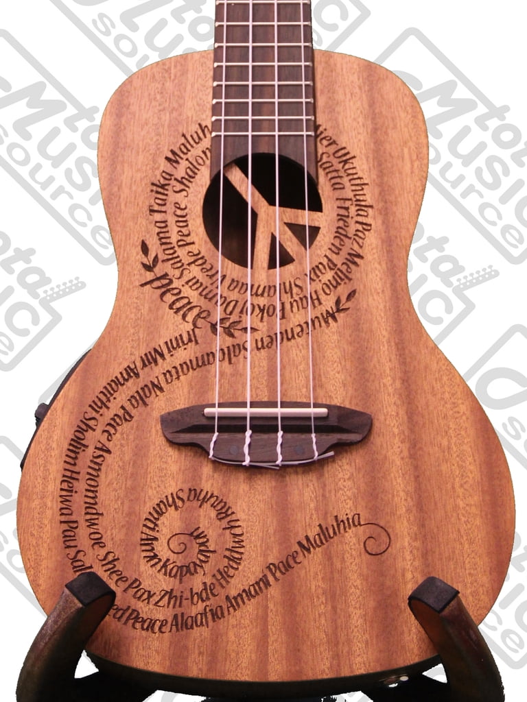 Luna Mahogany Series Maluhia Peace Acoustic-Electric Concert Ukulele W/Gigbag,Tuner,Strings & PC, UKE MALU EL COMP