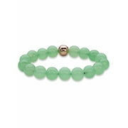PalmBeach Jewelry Genuine Green Jade and Gold-Plated Beaded Stretch Bracelet 7"