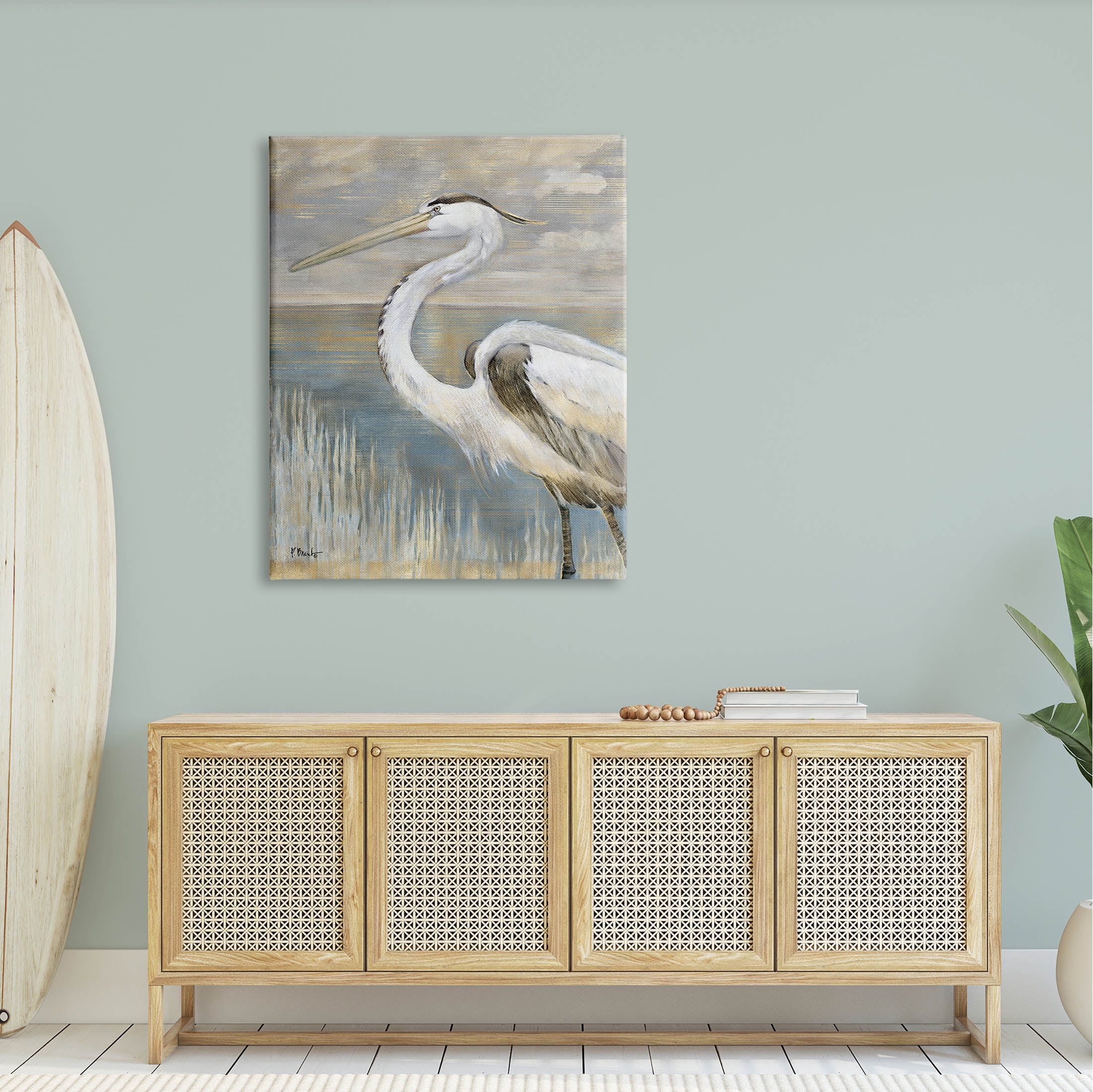 Stupell Industries Heron Bird Abstract Marshland Coast Painting Gallery Wrapped Canvas Print Wall Art, Design by Paul Brent