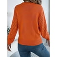 thumbnail image 6 of Women'S Crochet Sweaters Crew Neck Long Sleeve Cute Hollow Out Cotton Pullover Knit Tops Orange Color M, 6 of 9