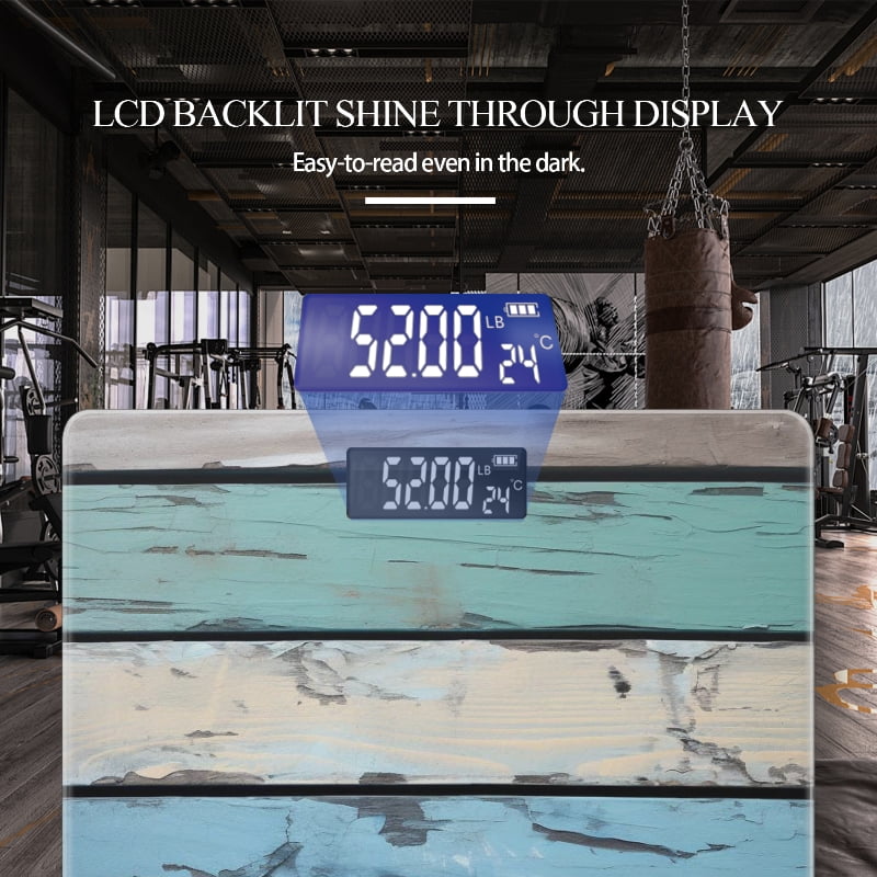 High Precision Body Weight Scale Smart Bathroom Scales with Large LCD Display(400lbs),Decorative for Bedroom-Wooden Wall With Colorful Horizontal Planks