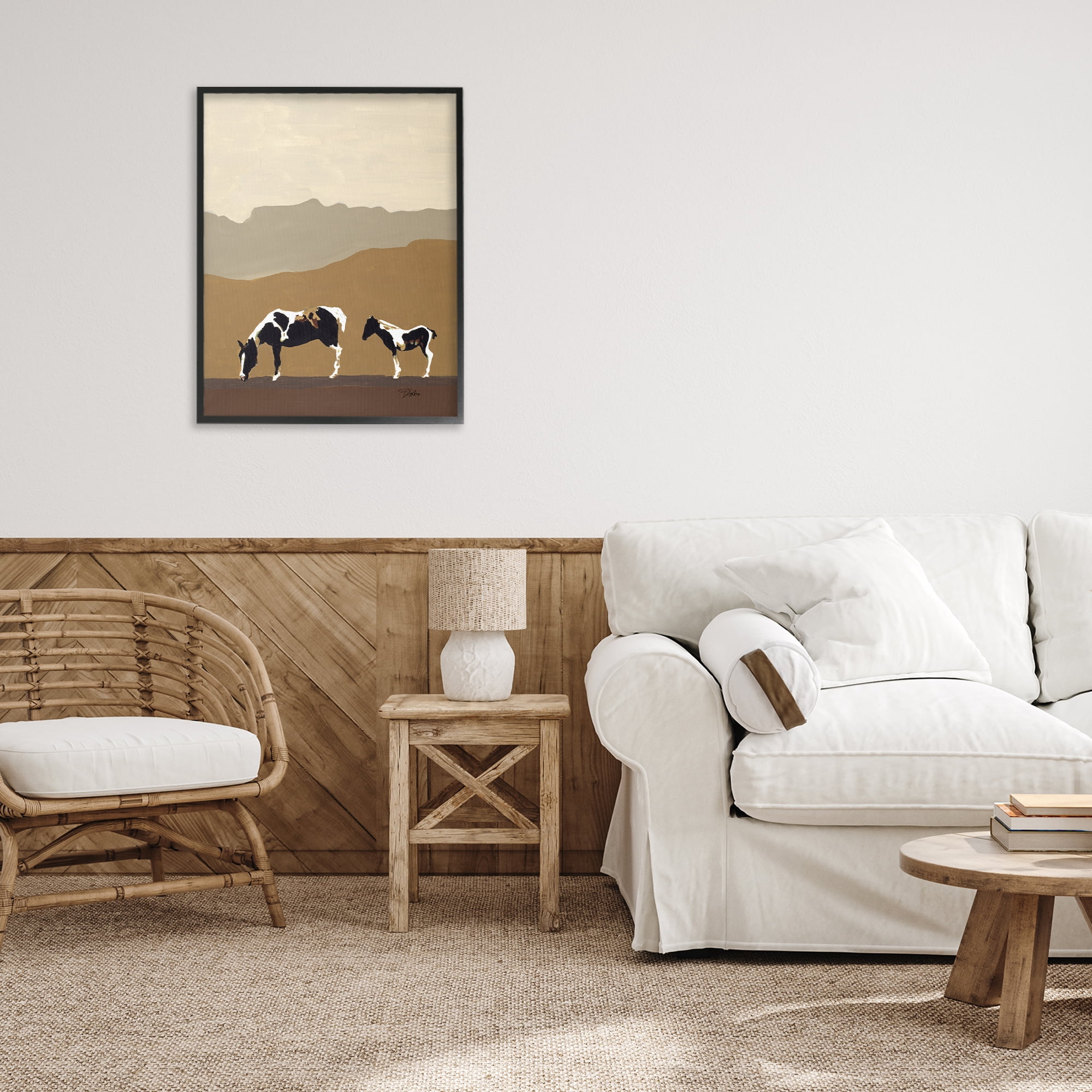 Stupell Industries Modern Mountains Horses Black Framed Giclee Art, design by Patricia Pinto