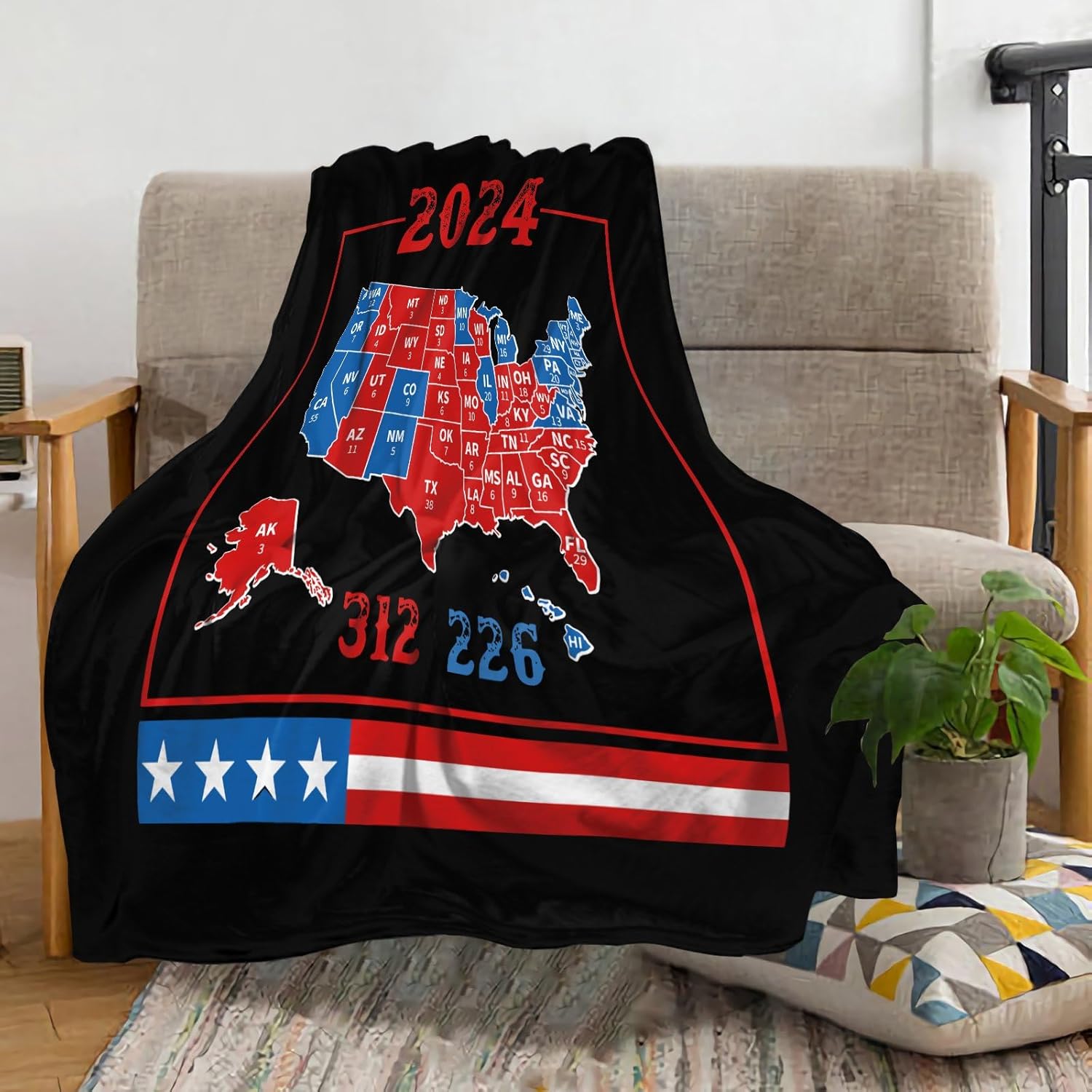 Trump 2024 Red and Blue States Map 2024 Election Results Blankets