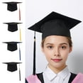 thumbnail image 2 of Pebbuoy Bachelor Cap with Tassels Flat Top Wide Brim Graduation Hat Men Women Schools Graduation Ceremonies Bachelor Hat, 2 of 7