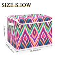 thumbnail image 3 of 40L Lidded Home Storage Bins Foldable Storage Box with Handle for Home Bedroom Closet, Rainbow Ikat Printed, 3 of 7