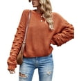 thumbnail image 1 of Womens Sweaters Pullover Oversized Deep V Neck Off Shoulder Tops Long Sleeves Loose Knit Sweater, 1 of 6