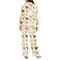 thumbnail image 6 of DISNIMO Rooster Flower Printed Womens 2 Piece Pajama Sets Long Sleeve Top Wide Leg Pants Button Up Lounge Wear Sets Oversized Comfywear Loose Fit Nightwear with Pockets, XL, 6 of 7
