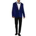 thumbnail image 2 of INSPIRE CHIC Velvet Blazer for Men's Slim Fit Single Breasted Notched Lapel Sports Coats Royal Blue M, 2 of 5