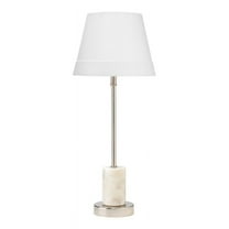 Eden Home Metal and Marble Table Lamp with Linen Shade in White/Nickel