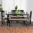 thumbnail image 4 of Baxton Studio Genesis Beige Fabric and Dark Brown Wood 6-Piece Dining Set, 4 of 13