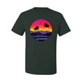 thumbnail image 2 of Wild Bobby, Tropical Paradise Beach Sunset, Streetwear, Men Graphic Tees, Forest Green, 3XL, 2 of 3