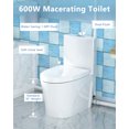 thumbnail image 4 of SUPERFLO Upflush Toilet System for Basement, Macerating Toilet with Comfort Elongated Toilet Bowl & 600W Macerator Pump Up to 26 Feet, Efficient & Powerful Flush System, 4 of 6