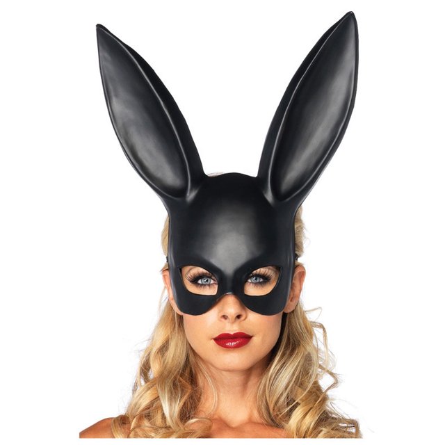 Máscara de conejito de mascarada, máscara de orejas de conejito de Halloween, máscara de disfraz de mascarada para mujer, negro brillante Sailing Electrónica