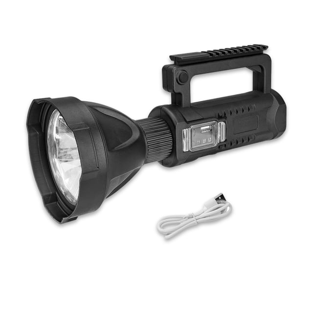 LED POTENTE PANTALLA HERRAMIENTO ALTO LIBRE DE LUCHO DE ABS 10WLED poderoso reflector a mano al aire libre camping viajando USB Flashlight 8000mAh batería de litio blanco luz de luz pequeña Guardurnaity OD002671-04B