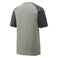thumbnail image 6 of Mens Tri-Blend Wicking Polyester/Cotton/Rayon Raglan Tee Dark Grey Heather/ Light Grey Heather Large, 6 of 8