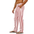 thumbnail image 3 of Gaukiv Men's Striped Trousers Button Fly Straight Leg Casual Pants Pink L, 3 of 4