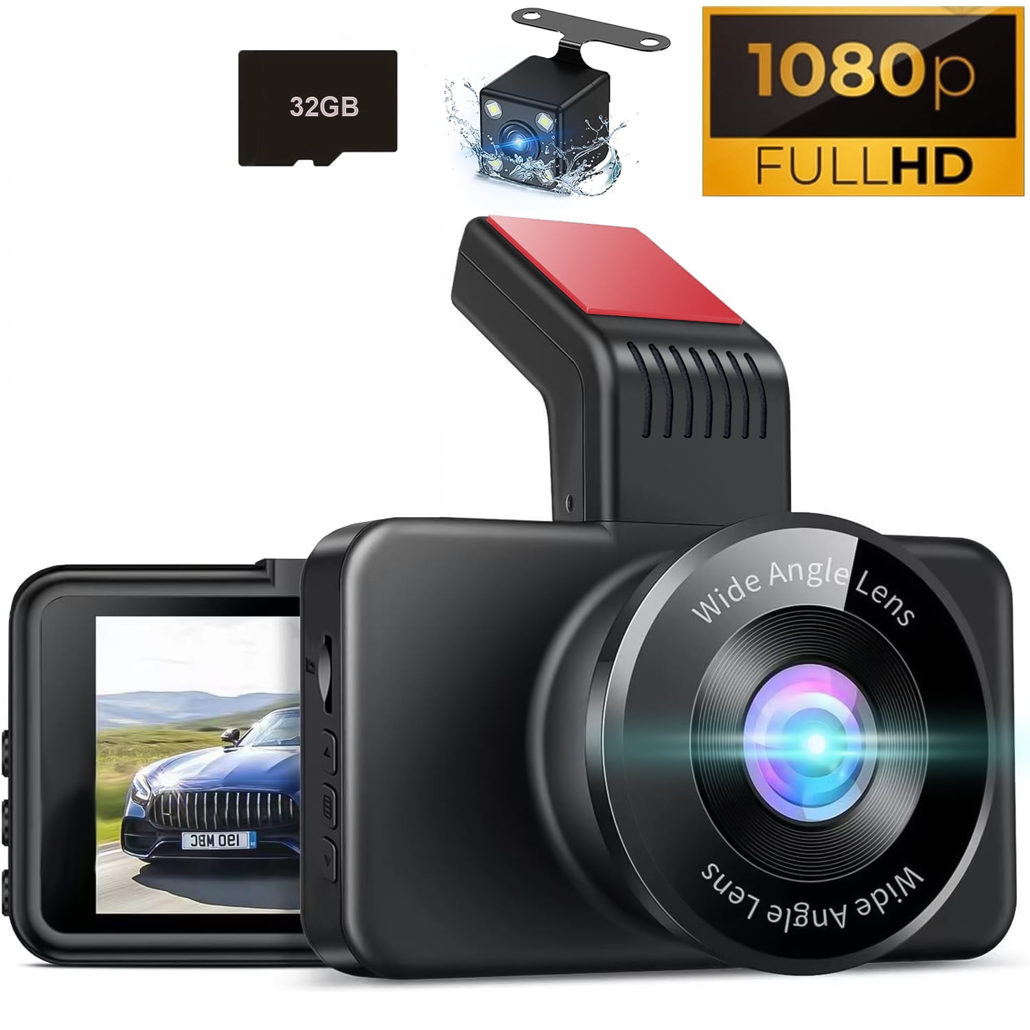 Dash Cam Front and Rear, Dash Camera for Cars 1080P Full HD with 32GB