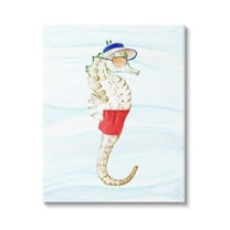 Stupell Lifeguard Seahorse Funny Nautical Landscape Painting Gallery Wrapped Canvas Print Wall Art