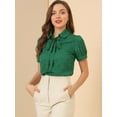thumbnail image 2 of INSPIRE CHIC Blouse en Chiffon à Manches Courtes à Pois pour Femmes avec Nœud Papillon et Col Peter Pan, 2 of 6